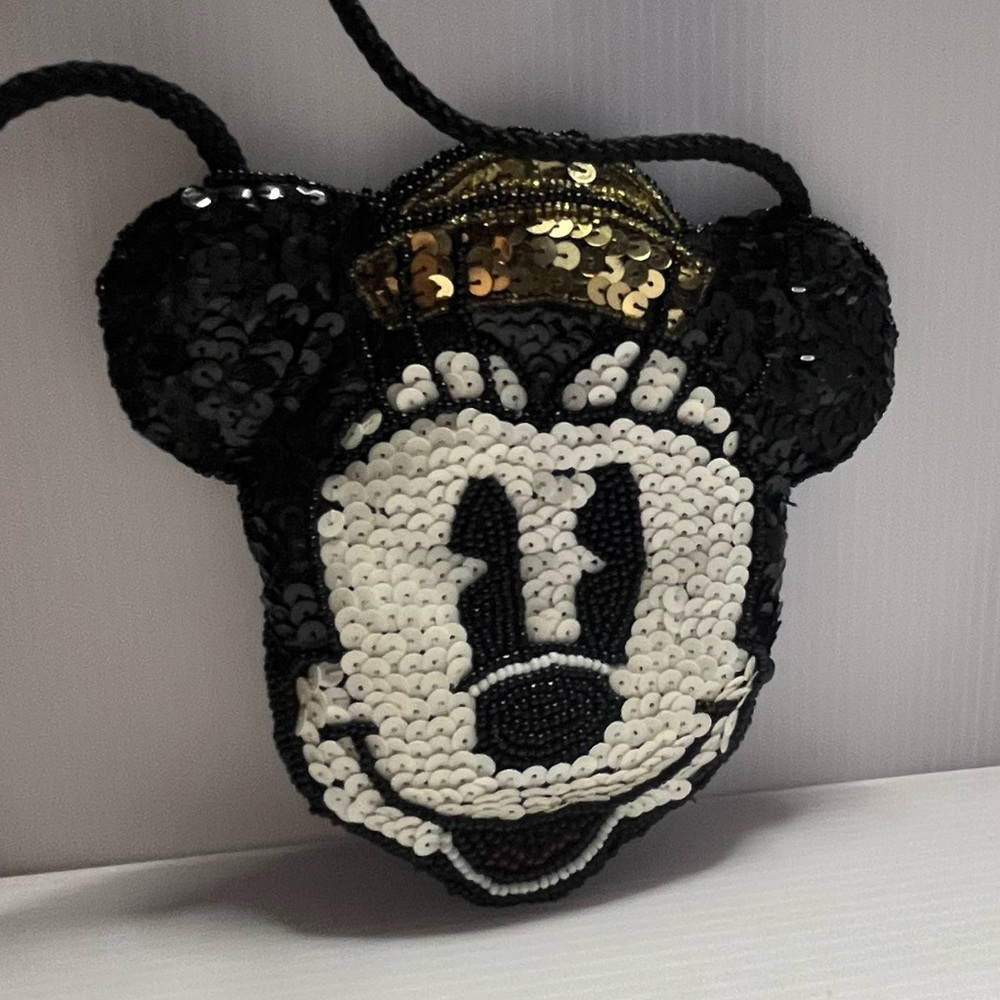Disney Mickey Mouse Sequins Black Gold Purse